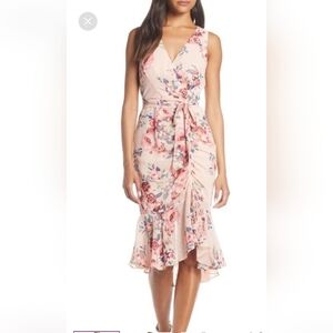 Eliza J pink floral hi low dress